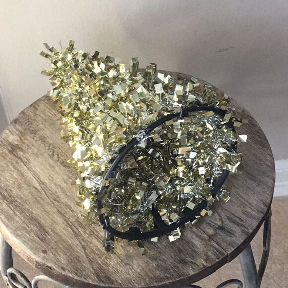 10” silver and gold tinsel cone tree Christmas Xmas winter decor decoration - Picture 2 of 3